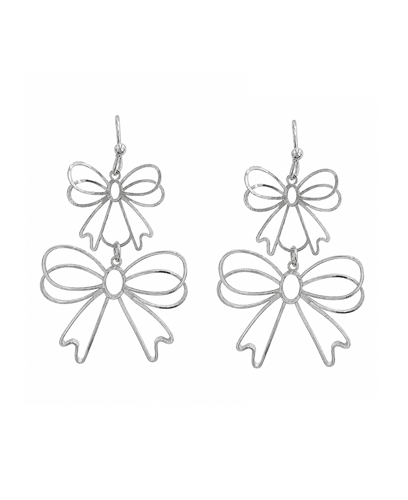 Double Bow Wire Dangle Earring