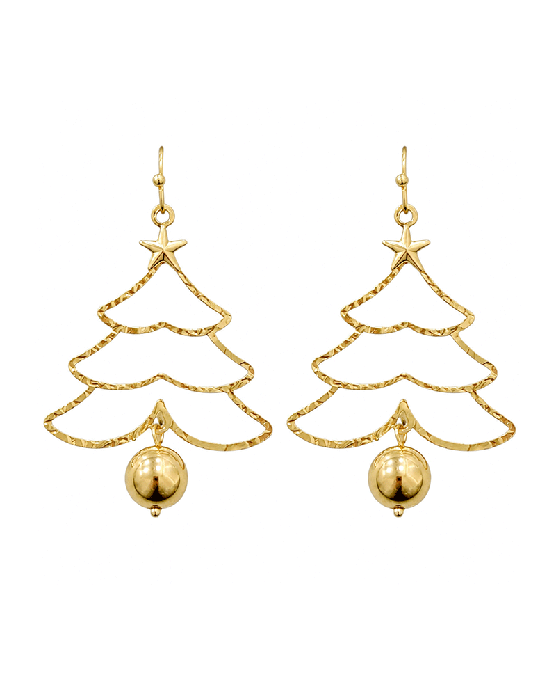 Textured Christmas Tree w/ Ball Drop Earring
