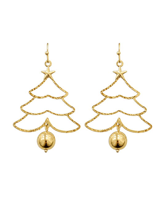 Textured Christmas Tree w/ Ball Drop Earring