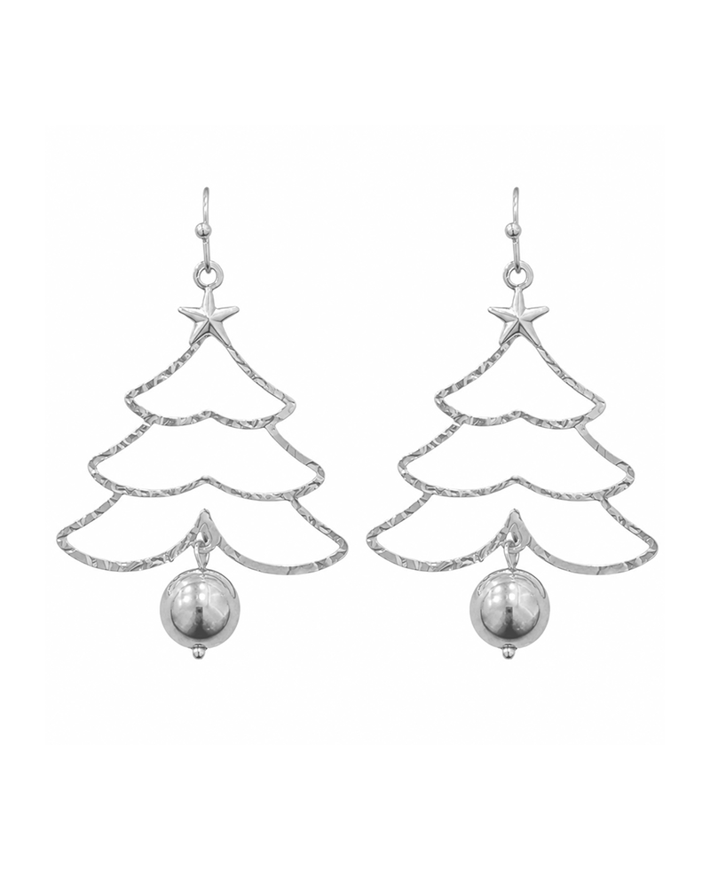 Textured Christmas Tree w/ Ball Drop Earring
