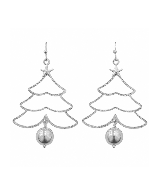 Textured Christmas Tree w/ Ball Drop Earring