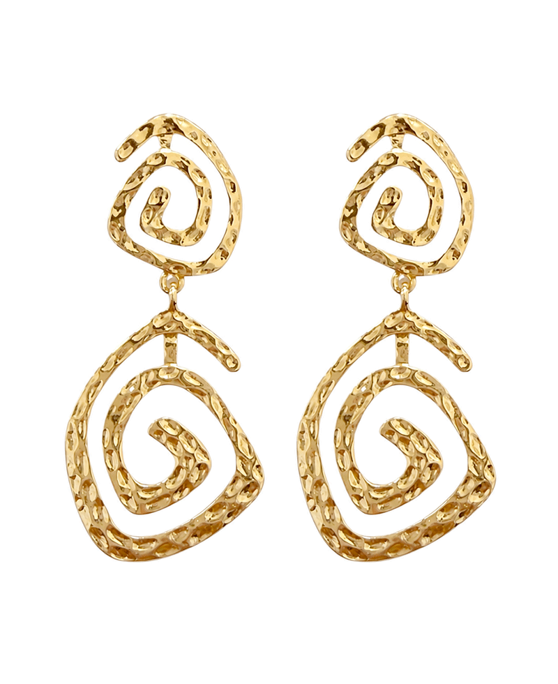 Hammered Double Spiral Drop Earring
