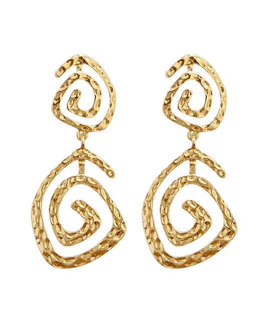 Hammered Double Spiral Drop Earring