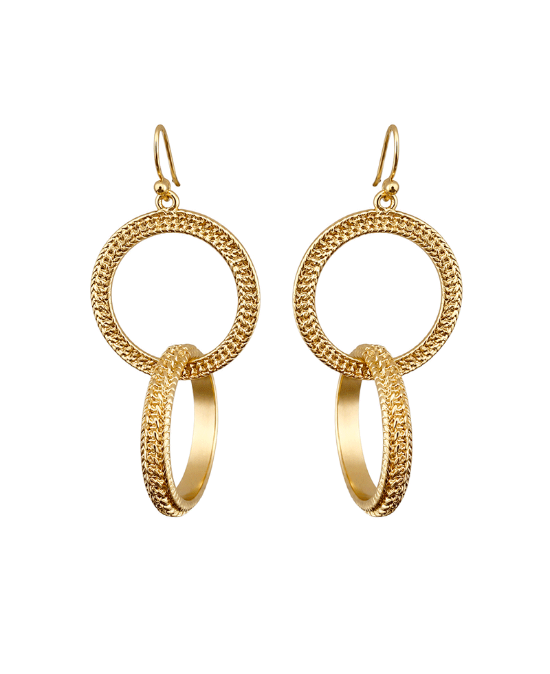 Interlocking Double Hoop Drop Earring