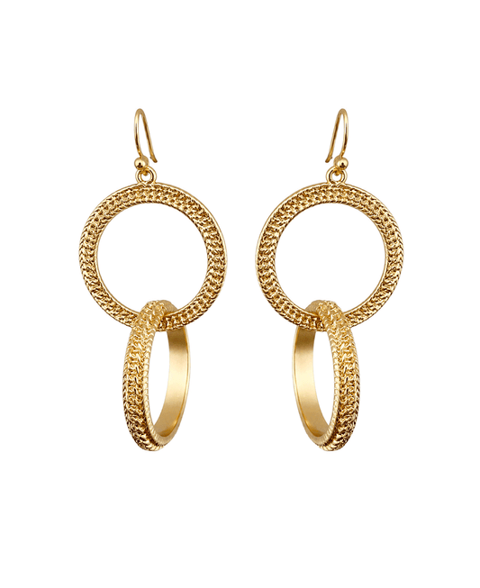 Interlocking Double Hoop Drop Earring