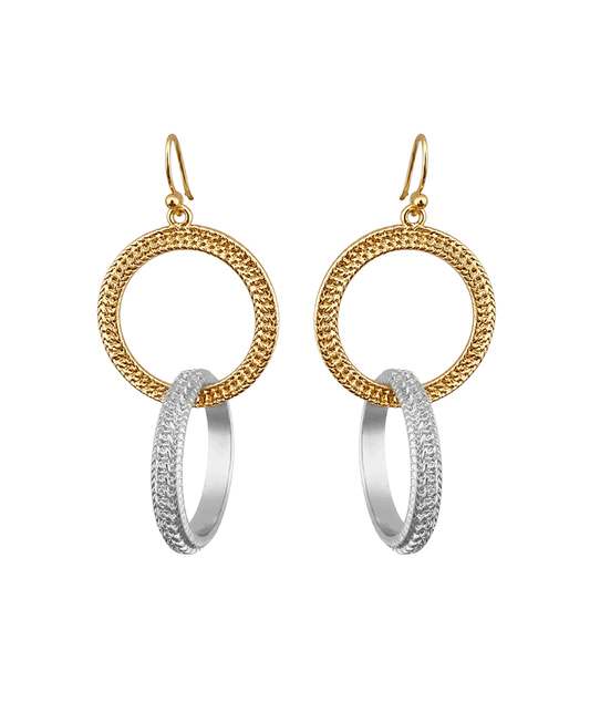 Interlocking Double Hoop Drop Earring