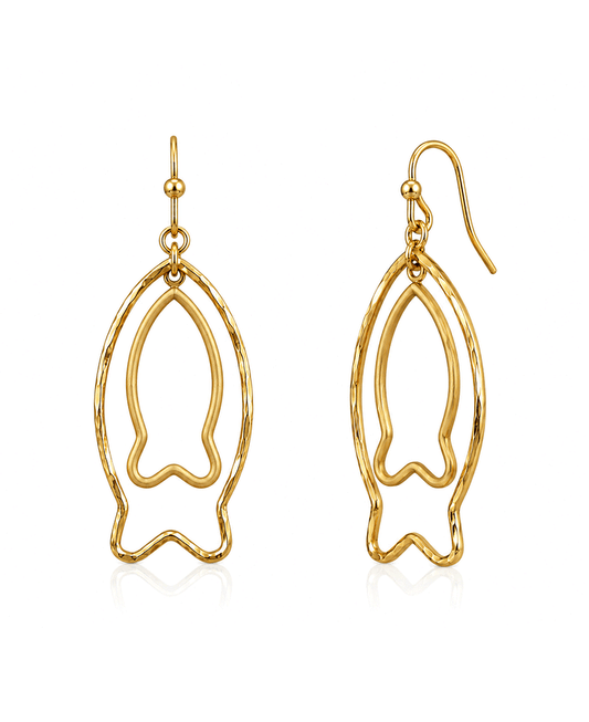 Double Layered Fish Silhouette Earring