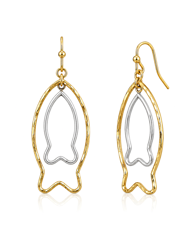 Double Layered Fish Silhouette Earring