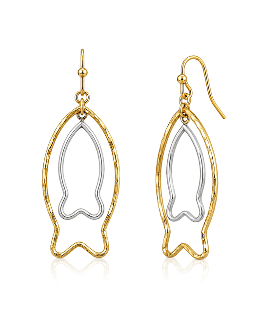 Double Layered Fish Silhouette Earring