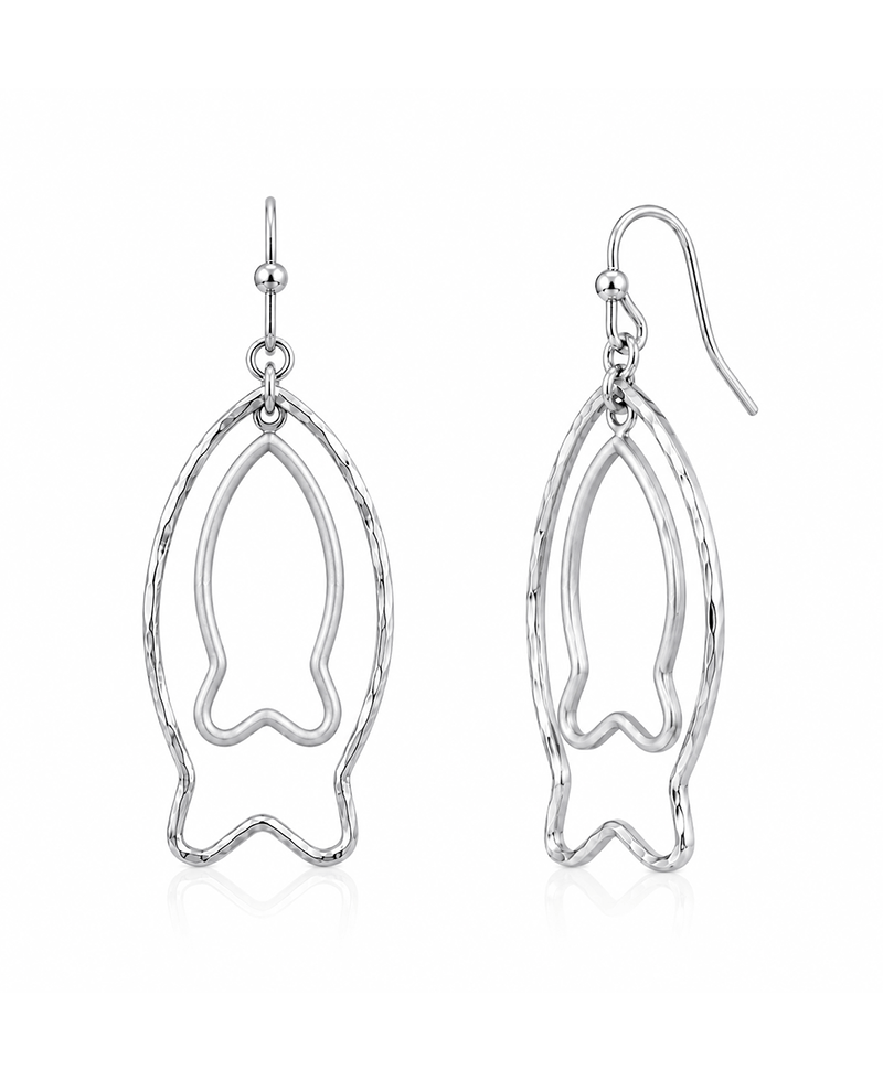 Double Layered Fish Silhouette Earring