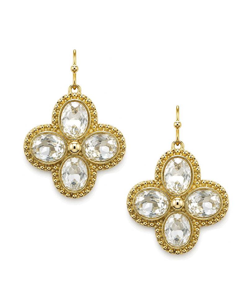 Quatrefoil Faceted Oval Crystal Earring