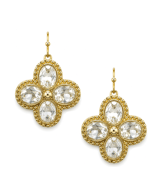Quatrefoil Faceted Oval Crystal Earring