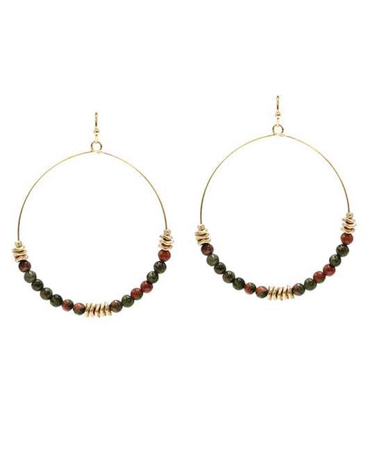 Metal Round w/ Beads Earring