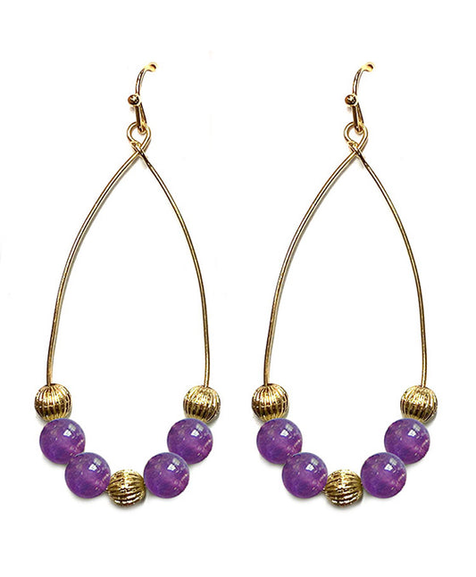 Metal & Glass Teardrop Shape Earring