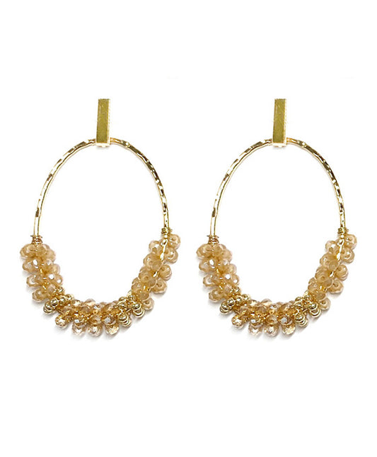 Oval Metal w/ Beads Post Earring