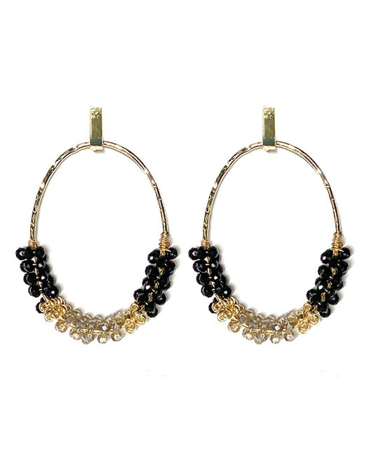 Oval Metal w/ Beads Post Earring
