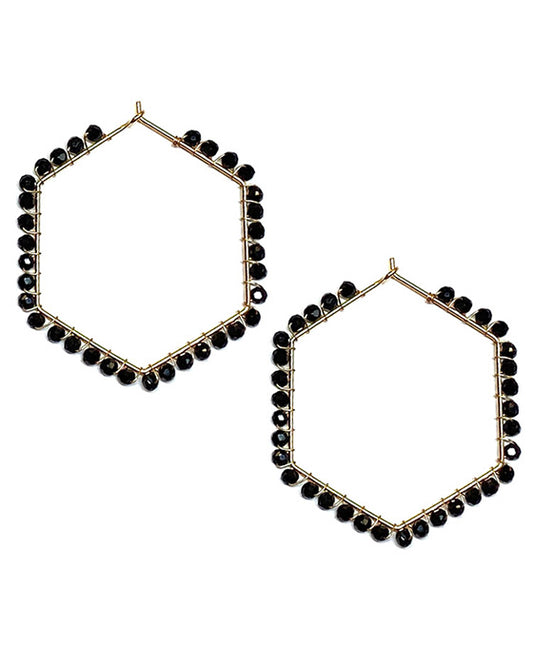 Hexagon Metal w/ Beads Earring
