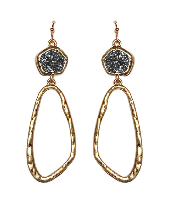 Druzy &  Metal Earring