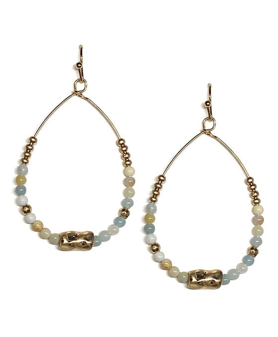 Metal & Glass Teardrop Shape Earring
