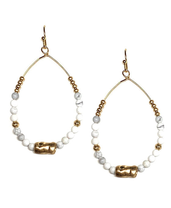 Metal & Glass Teardrop Shape Earring