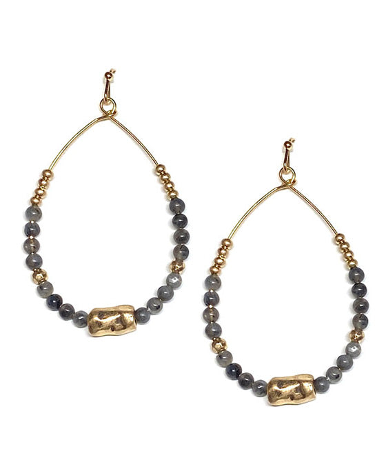 Metal & Glass Teardrop Shape Earring