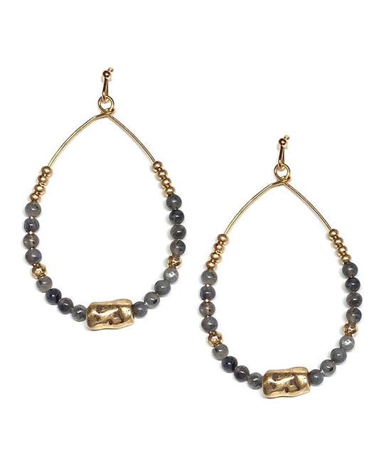 Metal & Glass Teardrop Shape Earring