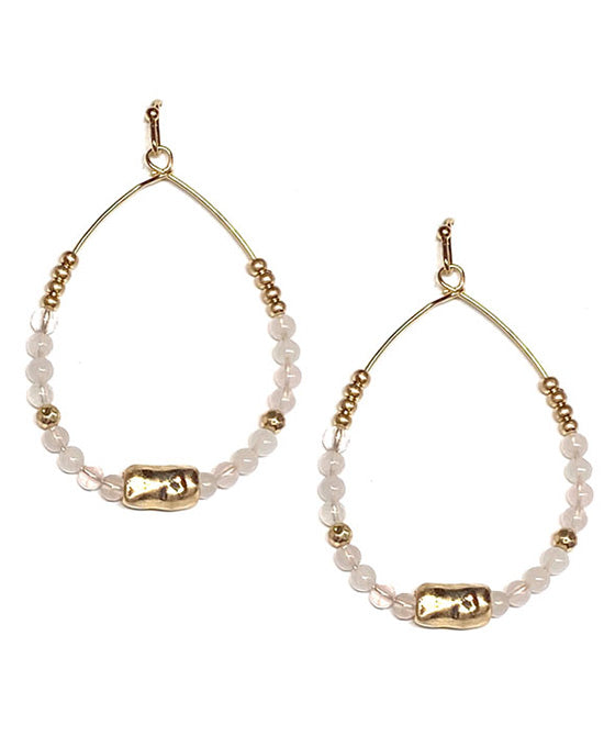 Metal & Glass Teardrop Shape Earring