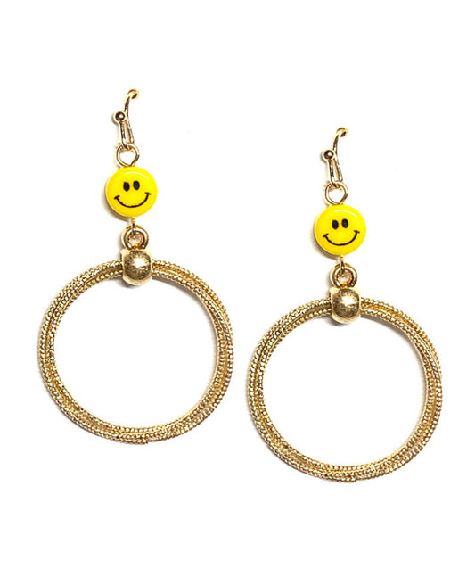 Smile Face Metal Round Earring