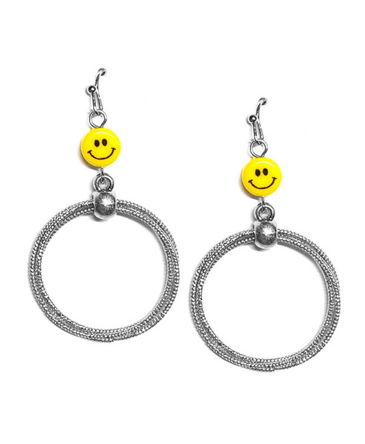 Smile Face Metal Round Earring