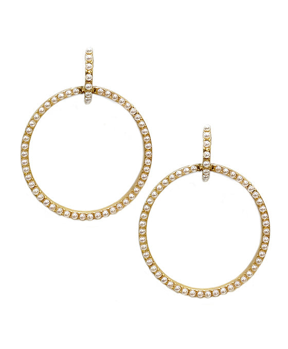 Metal Round w/ Pearl Post Earring