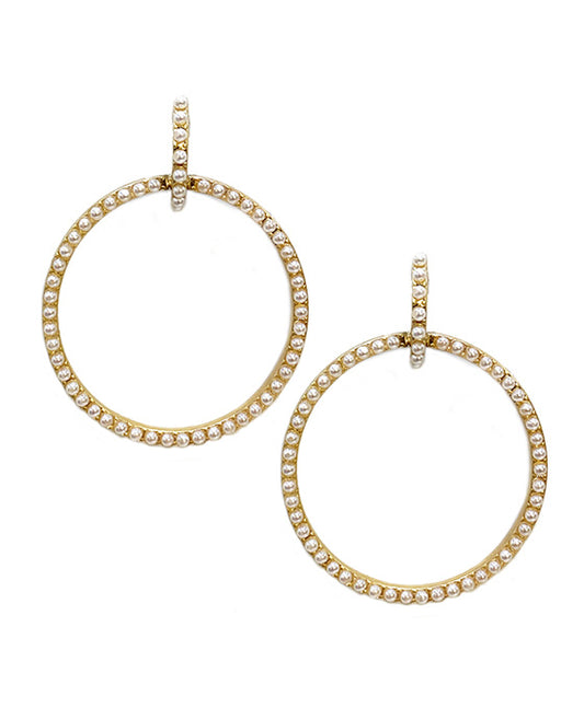 Metal Round w/ Pearl Post Earring