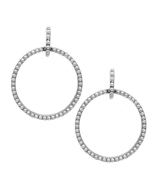 Metal Round w/ Pearl Post Earring