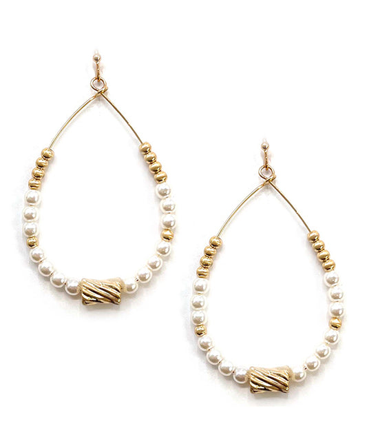 Pearl & Metal Teardrop Earring