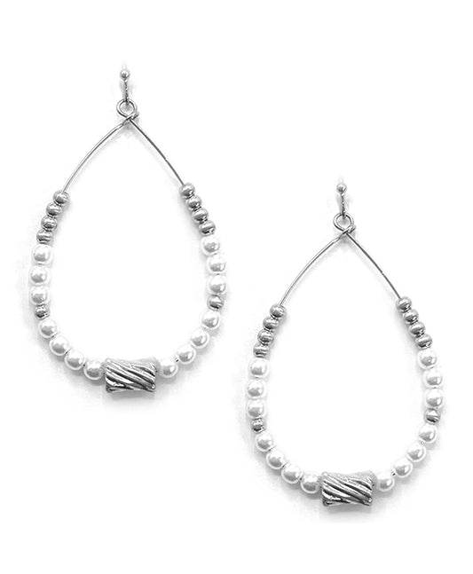 Pearl & Metal Teardrop Earring