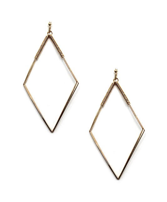 Metal Wire Diamond Shape Earring