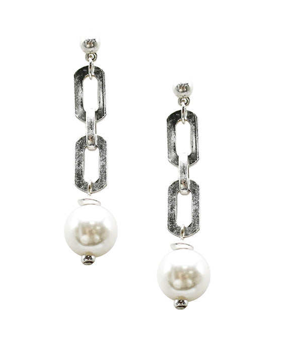 Pearl Drop Metal Post Earring