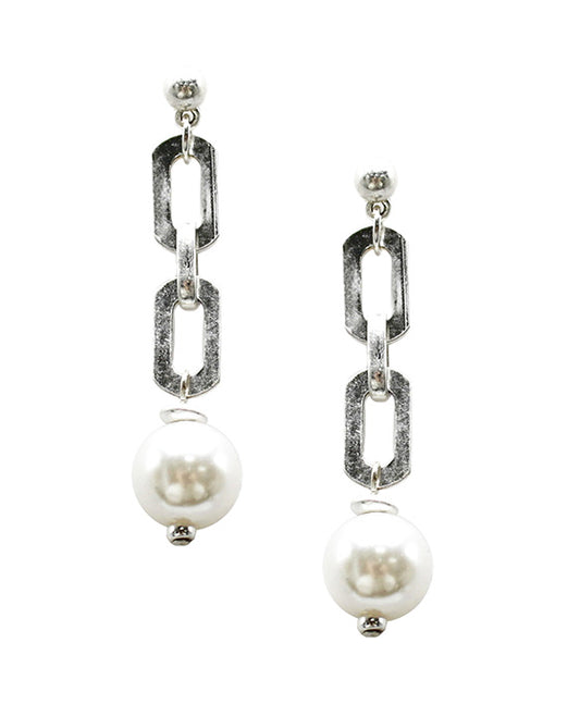 Pearl Drop Metal Post Earring