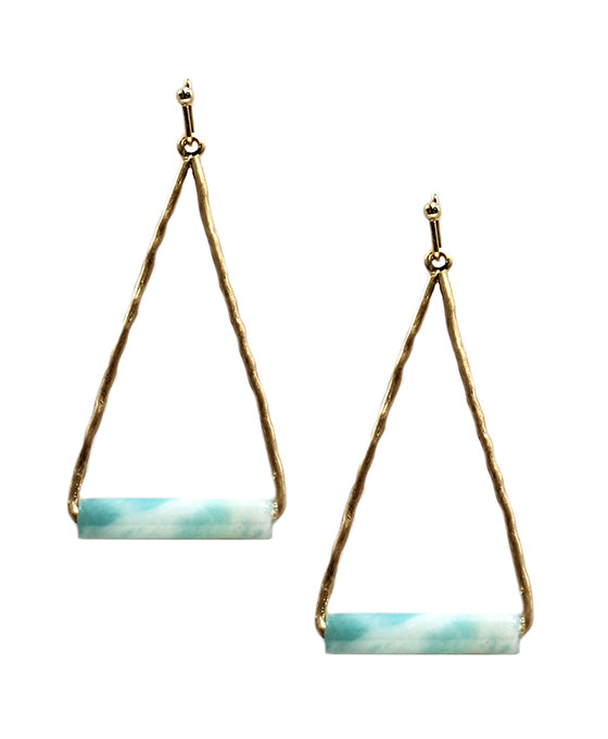 Metal Triangle w/ Stone Earring