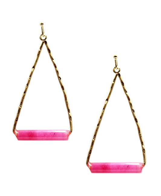 Metal Triangle w/ Stone Earring