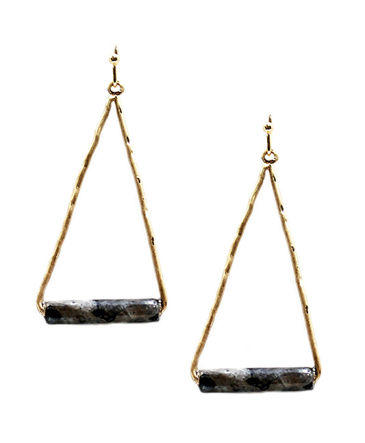 Metal Triangle w/ Stone Earring