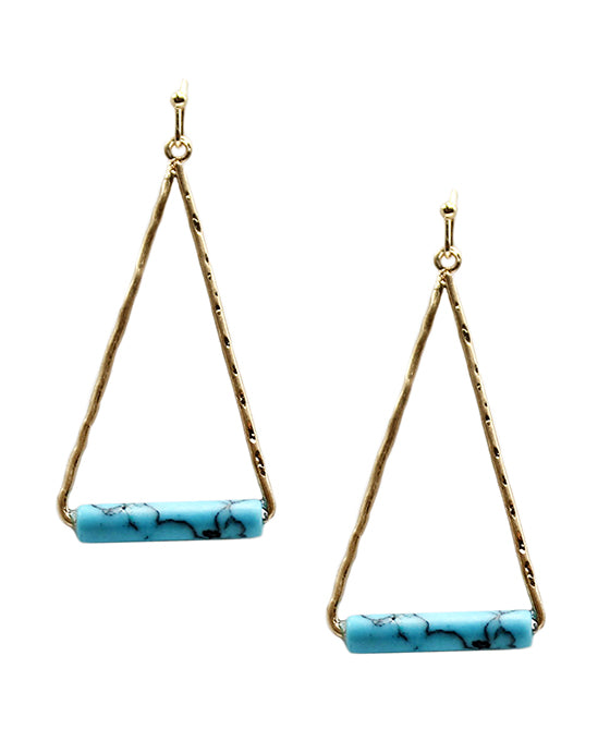 Metal Triangle w/ Stone Earring