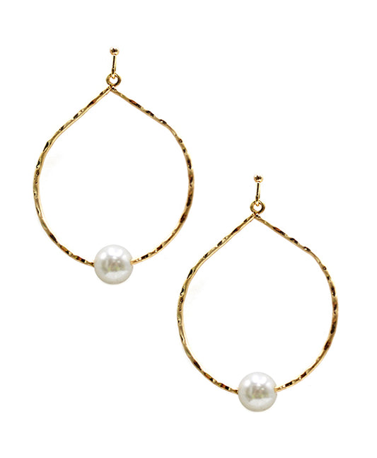 Pearl Accent Metal Wire Earring