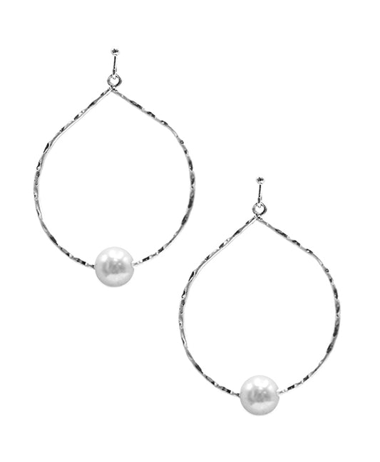 Pearl Accent Metal Wire Earring