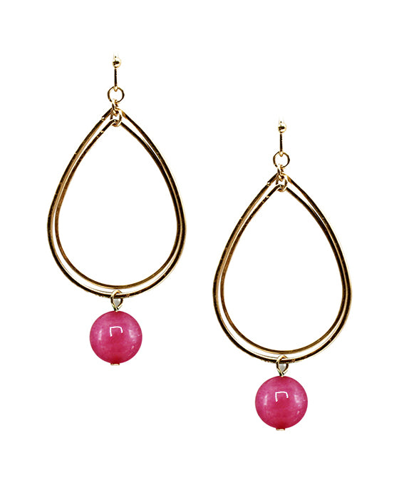 Double Teardrop w/ Stone Earring