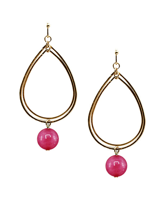 Double Teardrop w/ Stone Earring