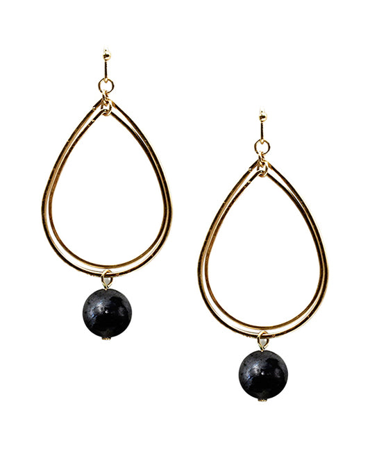 Double Teardrop w/ Stone Earring