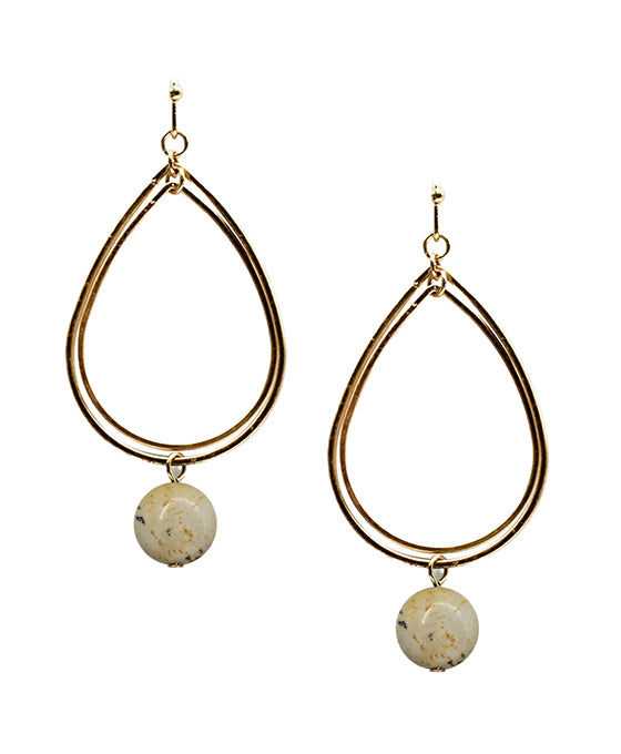 Double Teardrop w/ Stone Earring