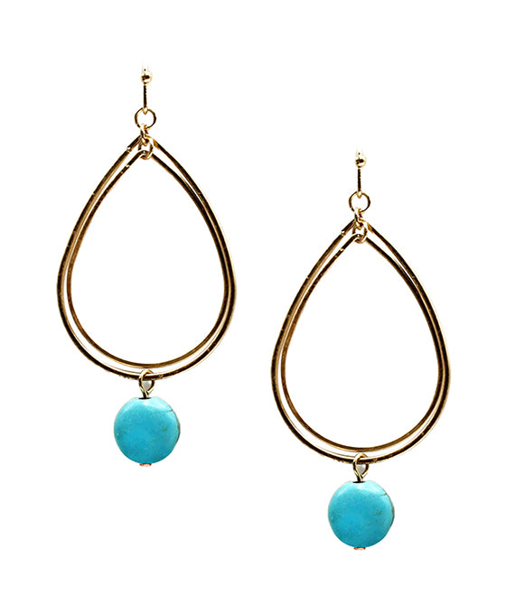Double Teardrop w/ Stone Earring