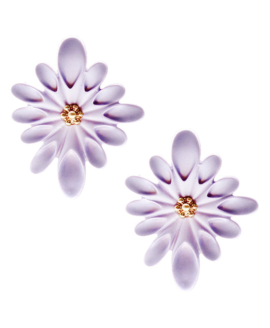 Colored Flower w/ Stones Post Earring
