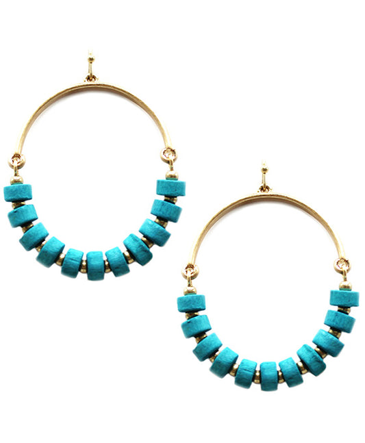 Metal Wire w/ Wood Beads Earring